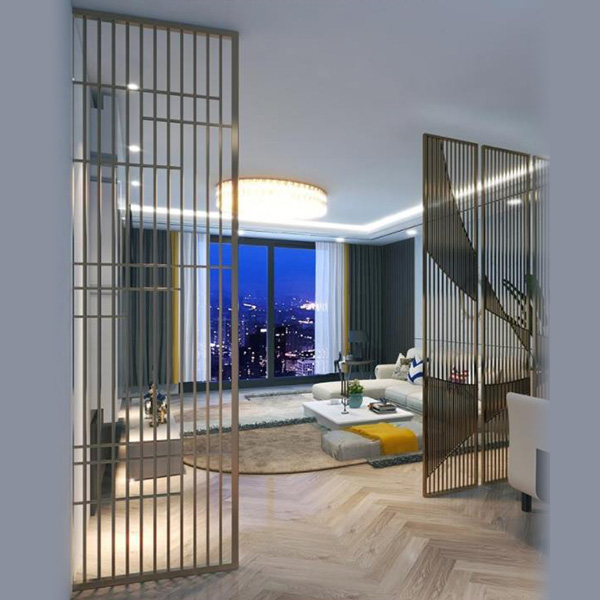 不銹鋼屏風隔斷鏤空格柵客廳方通背景墻(圖1) 不銹鋼屏風隔斷鏤空格柵客廳方通背景墻(圖1)